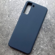 Чехол для Samsung S21 Plus, Silicone Case, темно-сине-серый матовый