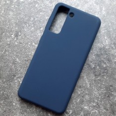 Чехол для Samsung S21, Silicone Case, темно-синий матовый