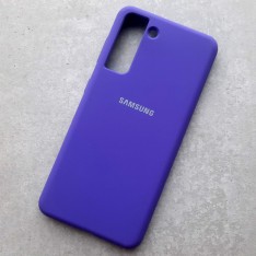 Чехол на Samsung S21, Silicone Case, с логотипом, темно-фиолетовый