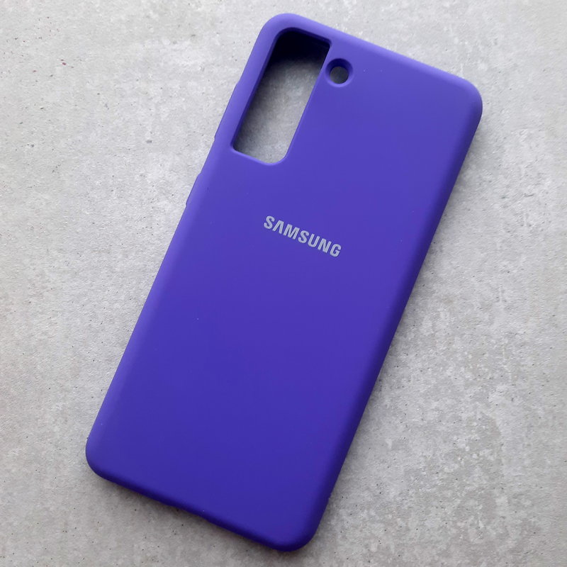 Чехол на Samsung S21, Silicone Case, с логотипом, темно-фиолетовый Чехол на Samsung S21, Silicone Case, с логотипом, темно-фиолетовый
