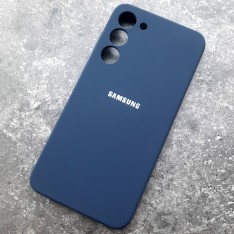 Чехол для Samsung S23 Plus, Silicone Case, с логотипом, темно-синий