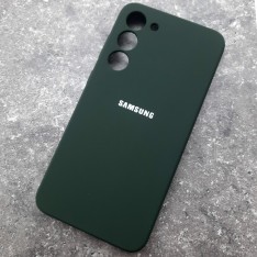 Чехол для Samusng S23 Plus, Silicone Case, с логотипом, темно-зеленый