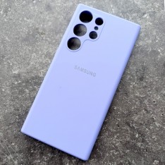 Чехол для Samsung S23 Ultra, Silicone Case, с логотипом, фиалковый