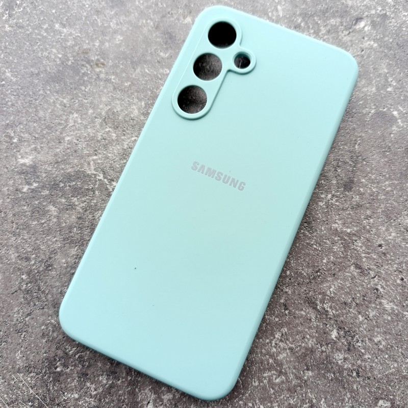 Чехол для Samsung S24 FE, Silicone Case, с логотипом, ментол Чехол для Samsung S24 FE, Silicone Case, с логотипом, ментол