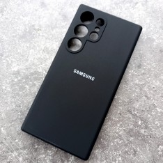 Чехол для Samsung S24 Ultra, Silicone Case, с логотипом, черный