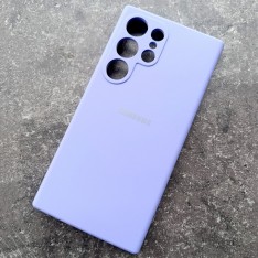 Чехол для Samsung S24 Ultra, Silicone Case, с логотипом, фиалковый