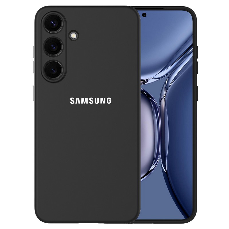 Чехол для Samsung S25 FE, Silicone Case, с логотипом, черный Чехол для Samsung S25 FE, Silicone Case, с логотипом, черный