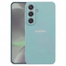 Чехол для Samsung S25 Plus, Silicone Case, с логотипом, ментол