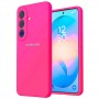 Чехол для Samsung S25, Silicone Case, с логотипом, неоново-розовый