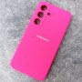 Чехол для Samsung S25, Silicone Case, с логотипом, неоново-розовый