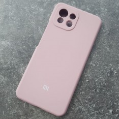 Чехол для Xiaomi Mi 11 Lite, Silicone Case с логотипом, бледно-розовый