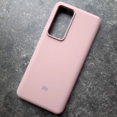 Бампер для Xiaomi Mi 12T / Mi 12T Pro, Silicone Case с логотипом Mi, розовый песок