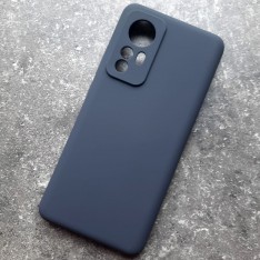 Чехол для Xiaomi Mi 12, Silicone Case, темно-сине-серый матовый