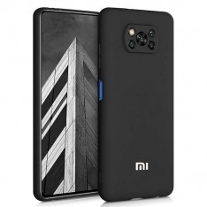 Чехол для Xiaomi Poco X3, Silicone Case, с логотипом, черный
