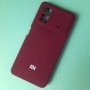 Чехол для Xiaomi Poco X4 Pro, Silicone Case с логотипом Mi, марсала