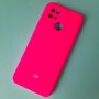 Чехол для Xiaomi Redmi 10C, Silicone Case с логотипом Mi, неоново-розовый