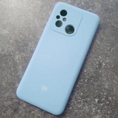 Чехол Redmi 12C, Silicone Case с логотипом Mi, голубой