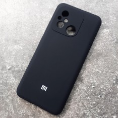 Чехол для Xiaomi Redmi 12C, Silicone Case с логотипом Mi, черный