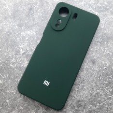 Чехол для Xiaomi Redmi 13C, Silicone Case, с логотипом, хаки