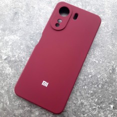 Чехол для Xiaomi Redmi 13C, Silicone Case, с логотипом, марсала