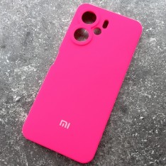 Чехол для Xiaomi Redmi 13C, Silicone Case, с логотипом, неоново-розовый