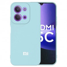 Чехол для Xiaomi Redmi 15C, Silicone Case, с логотипом, голубой