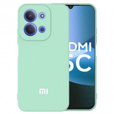 Чехол для Xiaomi Redmi 15C, Silicone Case, с логотипом, ментоловый