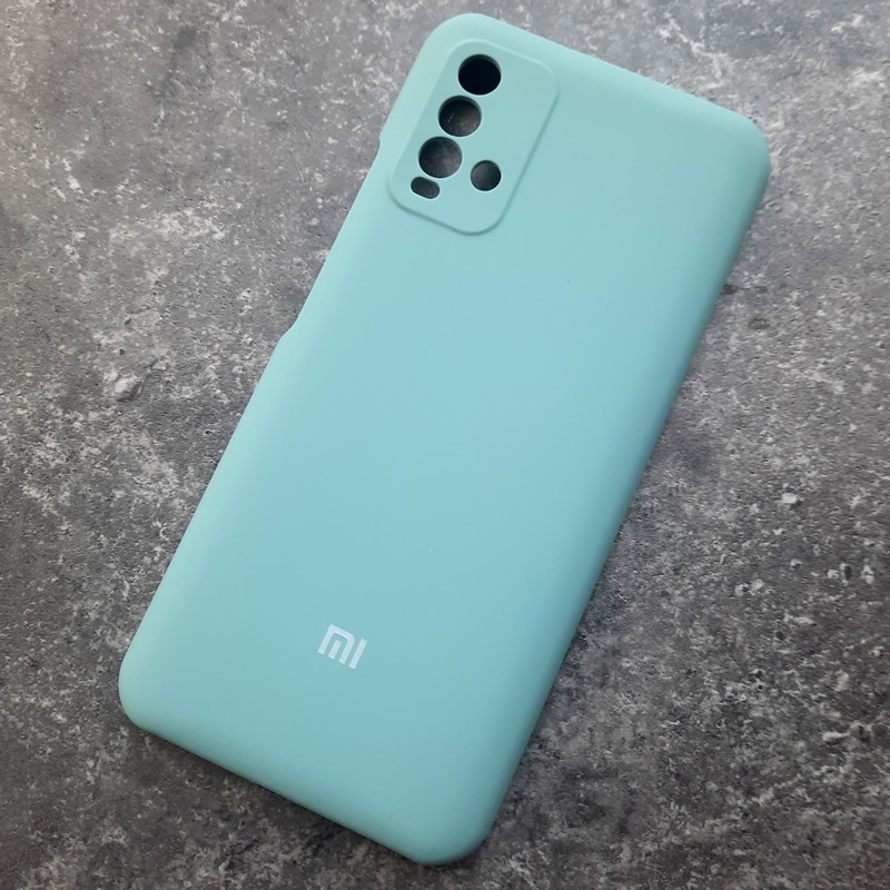 Чехол для Xiaomi Redmi 9T, Silicone Case, с логотипом, ментол Чехол для Xiaomi Redmi 9T, Silicone Case, с логотипом, ментол