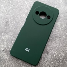 Чехол для Xiaomi Redmi A3, Silicone Case, с логотипом, темно-зеленый