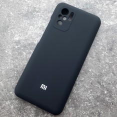 Чехол на Xiaomi Redmi Note 10 4G, Silicone Case, с логотипом, черный