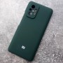 Редми Нот 10 про, силиконовый чехол с логотипом, темно-зеленый