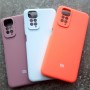Чехол для Xiaomi Redmi Note 11 4G, Silicone Case, с логотипом, голубой