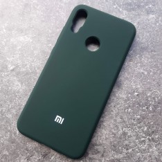Чехол для Xiaomi Redmi Note 7, Silicone Case с логотипом, темно-зеленый