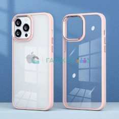 Прозрачный чехол для Apple iPhone 13 Pro с силиконовыми гранями, розовый песок