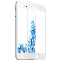 3D защитное стекло для Apple iPhone 7 / 8 с мягкими силиконовыми краями, Ainy Full Screen Cover, (в комплекте задняя плёнка), цвет белый