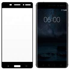 Защитное стекло для Nokia 6 2018 с полной проклейкой, цвет чёрный