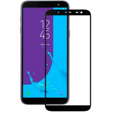 Защитное стекло для Samsung Galaxy J6 с полной проклейкой, цвет чёрный