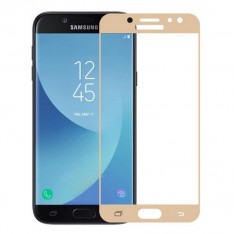Защитное стекло для Samsung J5 2017 / J530, Ainy, полная проклейка, цвет рамки - золотой