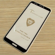 Защитное стекло на весь экран для Huawei Honor 7C Pro с полной проклейкой, черный цвет