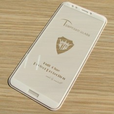 Защитное стекло на весь экран для Huawei Honor 7C Pro с полной проклейкой, белый цвет