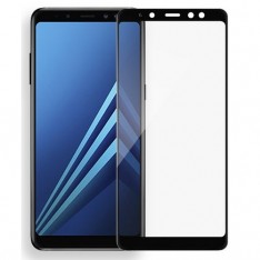 Защитное стекло на весь экран для Samsung J8 2018 с полной проклейкой, черный цвет