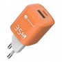 Сетевое зарядное Atomic CRYSTAL G351 GAN 35W 2-порта USB (A+C), оранжевый