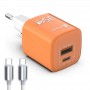 Сетевое зарядное Atomic CRYSTAL G351 GAN 35W 2-порта USB (A+C) с кабелем USB (С-С) 1.2 метра, оранжевый