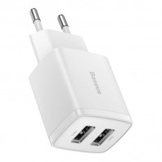 Быстрая зарядка 10.5W на 2 порта USB Baseus Compact Charger 2U CCXJ010202, белый