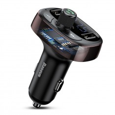 Автомобильное зарядное устройство Bluetooth + USB с функцией FM-трансмитера Baseus S-09 2,4A, цвет черный