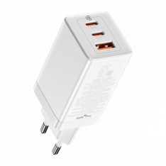 Мощная зарядка на 3 порта 65W Baseus GaN3 Pro Fast Charger, белый