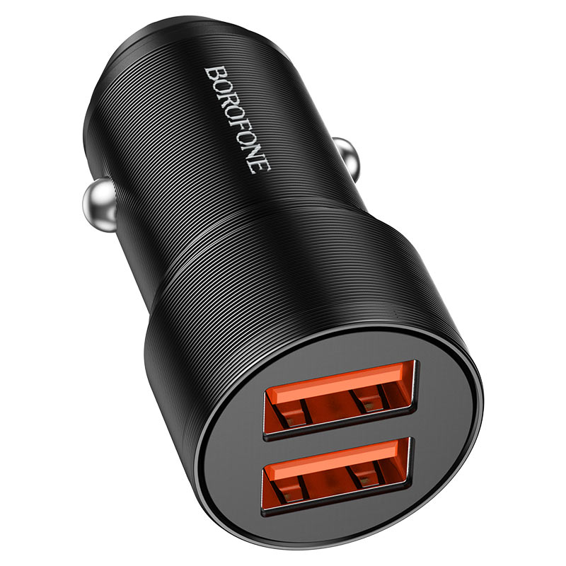 Зарядка для телефона в машину 2 USB Borofone BZ19, черный Зарядка для телефона в машину 2 USB Borofone BZ19, черный