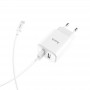 Micro USB зарядное для телефона Hoco C62A (Micro кабель), белый
