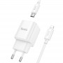 Сетевое зарядное устройство Hoco C147A, с кабелем Type-C - Lightning белый