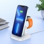Беспроводное сетевое зарядное / 3 в 1 / для iPhone, Apple Watch, AirPods / Hoco CW43, белый Беспроводное сетевое зарядное / 3 в 1 / для iPhone, Apple Watch, AirPods / Hoco CW43, белый